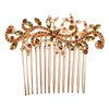 Faship Gorgeous Smoked Topaz Rhinestone Crystal Floral Hair Comb