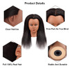 14 Inch 100% Real Hair Mannequin Head Training Head Manikin Cosmetology Doll Head for Hairdresser Practice Braiding Hair Styling with Clamp stand