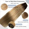 Ombre Brown Balayage Golden Brown Mixed Blonde Highlights Human Hair Wefts 16 Inch Sew in Hair Extensions Real Human Hair Extensions Hand-Tied Weft H