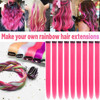 TOFAFA 22 inch Colored Hair Extensions Straight Hairpiece,Pink Color Party Highlights Clip in Long Synthetic Hair Extensions for Women Girls Cosplay