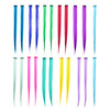 SWACC 22 Pcs Colored Party Highlights Clip on in Hair Extensions For Women Multi-Colors Hair Streak Synthetic Hairpieces (11 Colors 22 Pcs in Set -St