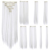 SWACC 7 Pcs Full Head Party Highlights Clip on in Hair Extensions For Women Colored Hair Streak Synthetic Hairpieces (22-Inch Straight, White)