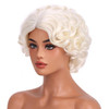 BERON Short Blonde Curly Wig Natural Platinum Blonde Wavy Wigs for Cosplay Costume Party Come with Wig Cap