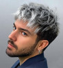 SEVENCOLORS Mens Wigs Short Grey Mixed Silver Wig Layered Natural Short Hair Wigs for Men Cosplay Halloween Party Synthetic Fashion Wig