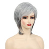 SEVENCOLORS Short Grey Wigs for Women Natural Layered Pixie Cut Wig with Bangs Synthetic Hair Short Silver Gray Wigs for Older White Women