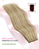 YoungSee Weft Hair Extensions Highlight Warm Ash Blonde Mix Bleach Blonde Human Hair Sew in Extensions Highlights Hair Extensions Weft Soft Remy Hair