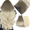 Easyouth Clip in Hair Extensions Ombre Thick Human Hair Clip in Extensions Light Brown Ombre Platinum Blonde Straight Clips on Extension Human Hair f