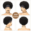 WIGER Short Afro Curly Wig Afro Puff Headband Wig Brazilian Virgin Human Hair Wigs Afro Kinky Curly Wigs for Black Women (Black)