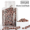 NIACONN 1000pcs 5 mm Tinsel Hair Extensions Beads, Silicone Lined Ring Micro Link I-tip Beads for Hair Extension - Brown