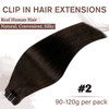 Hetto Brown Clip in Hair Extensions Human Hair Darkest Brown Hair Extensions Clip ins Real Human Hair 16 Inch 120g 7pcs