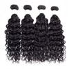 Foruiya Water Wave 4Bundles(50g/bundle) with 4X4 Lace Closure Deep Curly Weave Human Hair with Lace Closure Brazilian Wet and Wavy Bundles with Closu