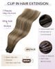 LaaVoo Clip in Hair Extensions Real Human Hair Brown Human Hair Clip in Extensions Light Brown To Golden Blonde Balayage Hair Extension Clip ins Full