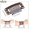 WILLBOND 30 Pieces 32 mm 9-teeth Hair Extension Clips Hair Extension Wigs Snap Clips Comb Small Snap Wig Accessories for Women DIY(Dark Brown)