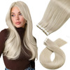 Moresoo Blonde Tape in Hair Extensions Human Hair 20Pcs 50G Hair Extensions for Women Platinum Blonde Tape in Real Hair Extensions 16 Inch Fashion Ex