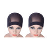 YANTAISIYU 2 PCS/Lot Black Mesh Cap Wig Cap for Making Wigs Stretchable Hairnets with Wide Elastic Band (Mesh Cap L)