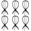 6 Pack Short Wig Stand Portable Wig Holder for multiple Wigs and Hats, 14.2 Inches Travel Wig Stand(Black)