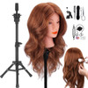 Mannequin Head with Human Hair, 18 inch Mannequin Head with Tripod Stand, Real Hair Cosmetology Makeup Hairdressing Training Head with Wig Stand Trip