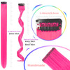GPOVVIMX 12 PCS Hot Pink Hair Extensions Clip in, Curly Wavy Colored Extension for Kids Girls - Party Highlights Synthetic Hairpiece 17 inch