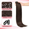 Senmy Real Hair Extensions Clip In Human Hair 9A Brazilian Hair 18inch 120g Dark Brown Hair Extensions Clip in 7pcs 16clips Real Human Hair Clip in E