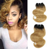 FASHION LINE 8" Human Hair Bundles Ombre Two Tone Brazilian Virgin Hair Extensions Body Wave 50g Bundles (8/8/8/8 Inch, 1b/27#)