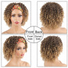 Aisaide Headband Wigs for Black Women Synthetic Short Kinky Curly Afro Golden Wig with Headband Attached Scarf Wigs Deep Curly None Lace Front Wig He