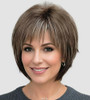 SEVENCOLORS Short Hair Wigs with Bangs Dark Brown Mixed Blonde Pixie Cut Wig for Women Straight Synthetic Fiber Wigs