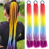 Colored Braids Hair Extensions with Rubber Bands Rainbow Braided Synthetic Hairpieces Ponytail Hair Accessories False Overhead Tail for Girls 24 inch