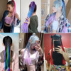 Colored Braids Hair Extensions with Rubber Bands Rainbow Braided Synthetic Hairpieces Ponytail Hair Accessories False Overhead Tail for Girls 24 inch
