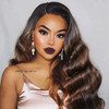UNice Brown Highlight Body Wave Human Hair Weave 3 Bundles 8 10 12 inch, Brazilian Remy Hair Ombre Blonde Human Hair Wavy Weaves Sew in Piano Color T