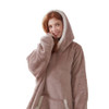 COOVA Wearable Blanket Hoodie, Oversized Flannel&Sherpa Hooded for Women and Men, Cozy Sweatshirt with Giant Pocket, Taupe