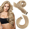 Moresoo Tape in Hair Extensions Human Hair Blonde Hair Extensions Tape in Real Hair Invisible Tape in Extensions Real Human Hair Blonde Highlighted E