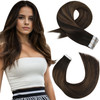 Moresoo Tape in Human Hair Extensions Balayage Hair Extensions Invisible Tape in Extensions Real Human Hair Balayage Darkest Brown Mix with Medium Br