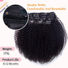 Vanalia Afro Kinky Curly Clip in Hair Extensions for Black Women, 9A Brazilian Remy Human Hair 3C 4A Hair Clip Ins Natural Black Color, Double Lace W