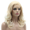 Lushy Charming Medium Length Blonde Root White Ombre Half Hand Tied Heat Resistant Heavy Density Synthetic Lace Front Wig