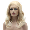 Lushy Charming Medium Length Blonde Root White Ombre Half Hand Tied Heat Resistant Heavy Density Synthetic Lace Front Wig