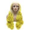 Lushy Wavy Long Light Blonde Root Golden Ombre Wig Heavy Density Half Hand Tied Heat Resistant Synthetic Lace Front Wig
