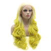 Lushy Wavy Long Light Blonde Root Golden Ombre Wig Heavy Density Half Hand Tied Heat Resistant Synthetic Lace Front Wig