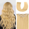 20" Clip in Hair Extensions Remy Human Hair for Women - Silky Straight Human Hair Clip in Extensions 75grams 4pieces Bleach Blonde #613 Color