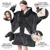 Touchat Wearable Blanket Hoodie, Oversized Sherpa Fleece Sweatshirt Blanket with Giant Hood Pocket and Sleeves for Adult, Warm & Cozy Grey Blanket Gi