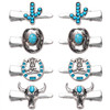 Western Cowboy Cowgirl Boot Hat Hair Clips - 8PCS Vintage Turquoise Star Lightning Cactus Hairpins - Women's Hair Accessories (Pattern A)