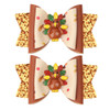 Thanksgiving Hair Bows Yellow Orange Brown Thanksgiving Hair Accessories Turkey Glitter Large Hairpin Ribbon Hand Print Hair Clips Toddler Girls Cute