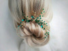 Denifery Bridal Hair Pin Emerald Gold Hair Piece Emerald Hair Clip Green Hairpin Headpiece Wedding Hair Accessories