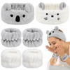 AHONEY Face Wash Headband and Wristband Set, Cute Makeup Spa Skincare Headbands Wrist Bands for Washing Face Headband for Women Girls Elastic Animal