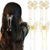GeoGeoDIY 4 PCS Butterfly Tassel Hair Clip Set, Mini Metal Hair Clips with Charms, Non Slip Hair Clamps for Women Girls