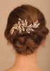 Denifery Vintage Wedding Headpiece - Gold Rhinestone Pearls Flower and Leaf Crystal Hair Comb for Women, Bridal Hair Accessories