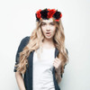 Halloween Rose Skull Headband Flower Crown Hair Bands Wreath Garland Floral Headpiece Women Leaf Hairband Hoops Party Decoration Cosplay Costume Fest