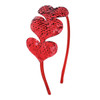 Valentines Heart Headband Three Heart Sequin Heart Headband Love Hair Band Hoop Glitter Heart Shaped for Christmas Party Valentine Hair Access (Red)
