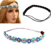 Jilukibo Fashion Handmade Crystal Rhinestone Beads Headband, Retro Style Elastic Hairband Jewelry Hair Accessories Headwraps for Women Brides (Blue)