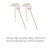 Beetoo Rhinestone Pearl Flower Hair Stick, 2PC Chinese Tassel Hairpins, Vintage Crystal Pearl Hair Stick Headdress, Pearls Tassel Hair Sticks Chinese
