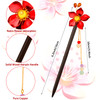 Waydress 6 Pieces Chinese Traditional Flower Hair Sticks Vintage Wooden Hairpin Handmade Chinese Hair Stick Hairs Chopsticks Flower Hairs Styling Pin